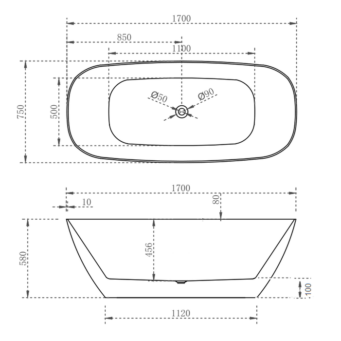 Rec Slimline Bathtub