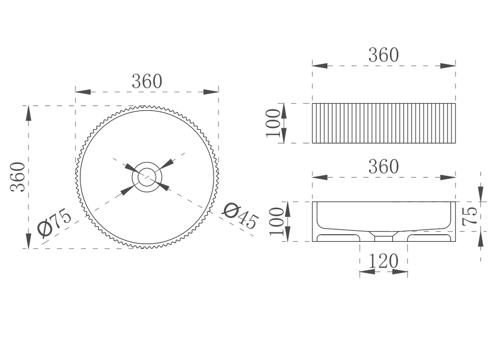 Wow V-Groove Translucency Round Above Counter Basin