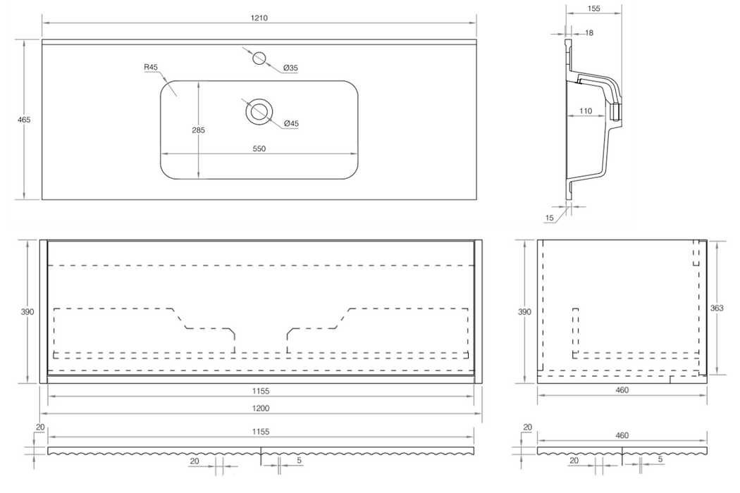 Capture 1200mm Wall Hung Vanity