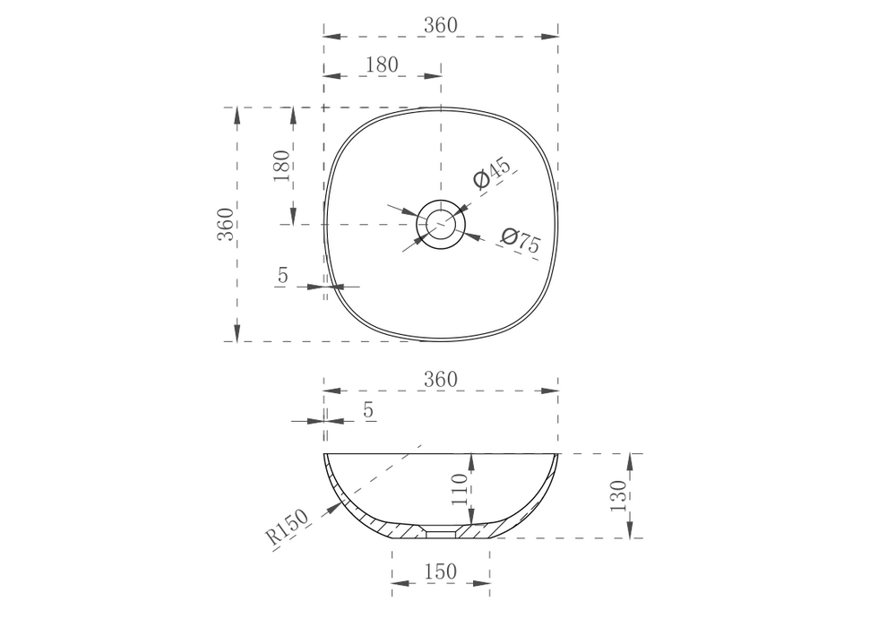 Rec Slim Above Counter Basin