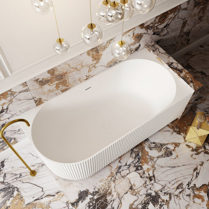 V-Groove Corner Back To Wall Bath Matte White