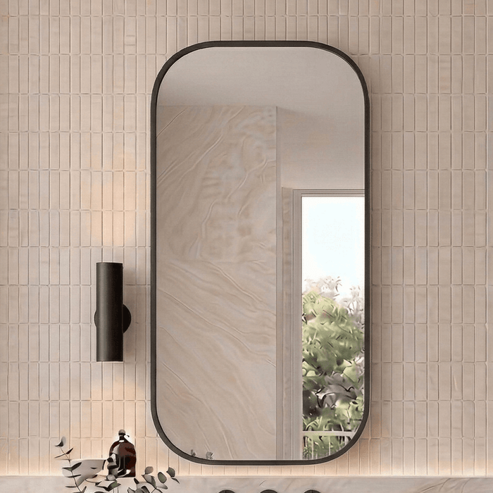 Rec 450mm Framed Shaving Cabinet | Matte Black