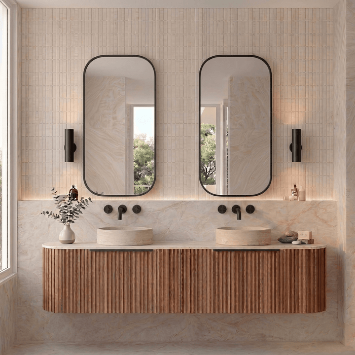 Rec 450mm Framed Shaving Cabinet | Matte Black