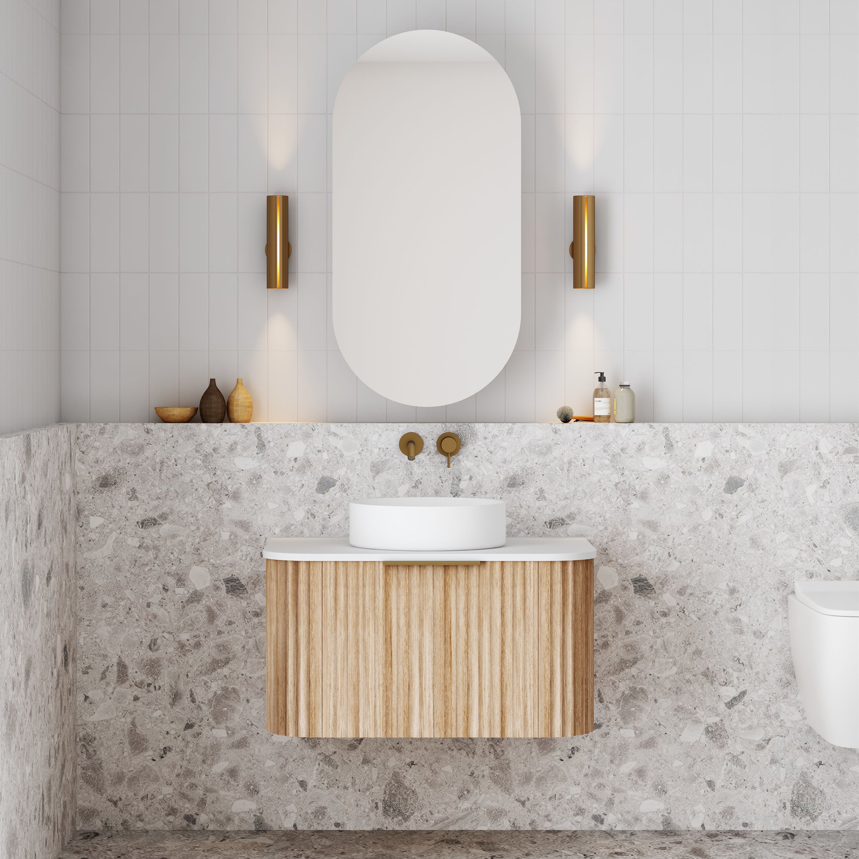 V-Groove 750mm Wall Hung Vanity — Cassa Design