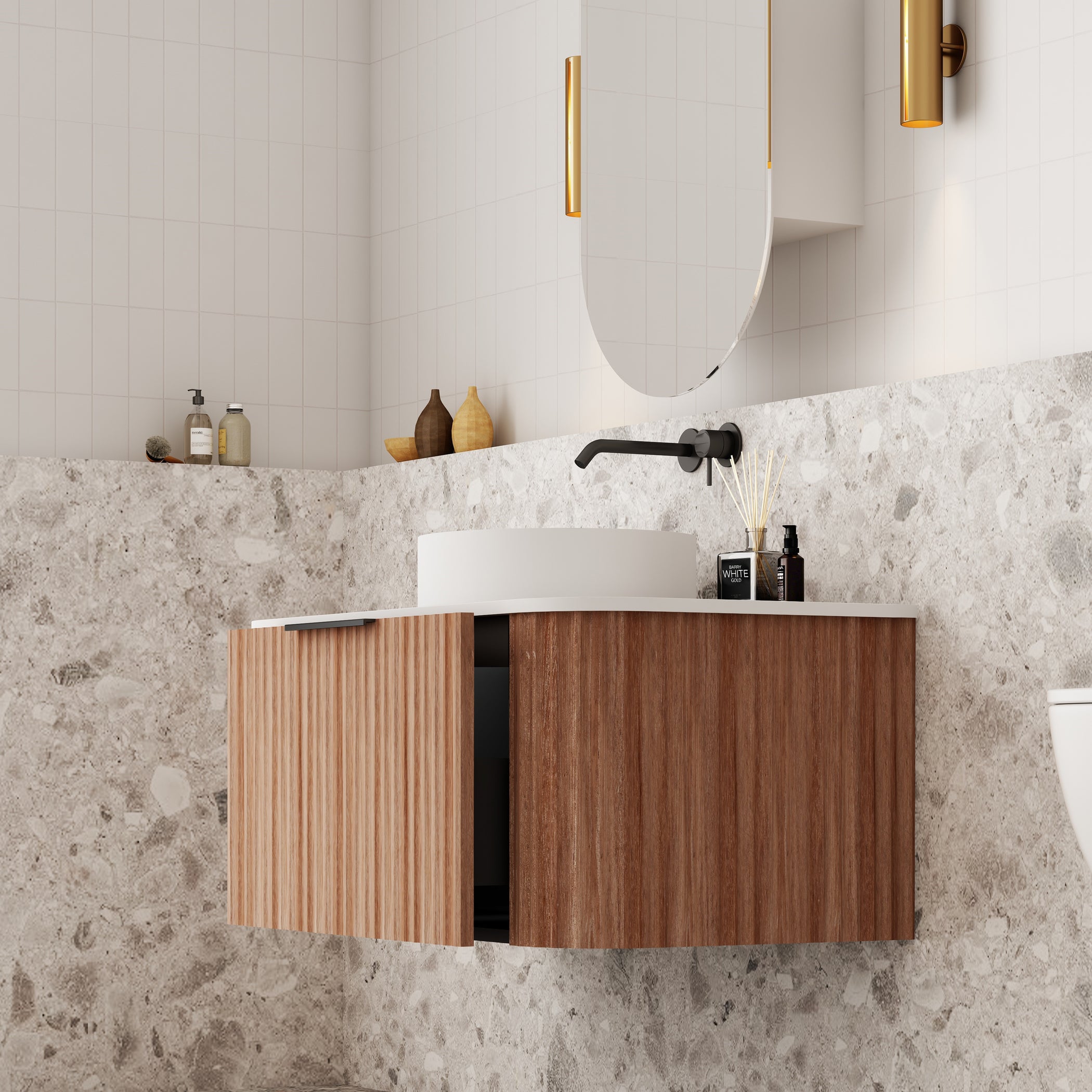 V-Groove 900mm Wall Hung Vanity — Cassa Design