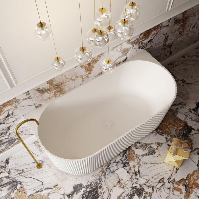 V-Groove Round Back To Wall Bath Matte White